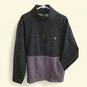 Volcom Men's Black and Gray Zip-Up Sweater